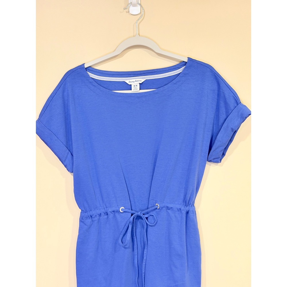 Tommy Bahama Womens T-Shirt Dress Blue Medium Drawstring Waist Coastal Casual - Picture 4 of 6